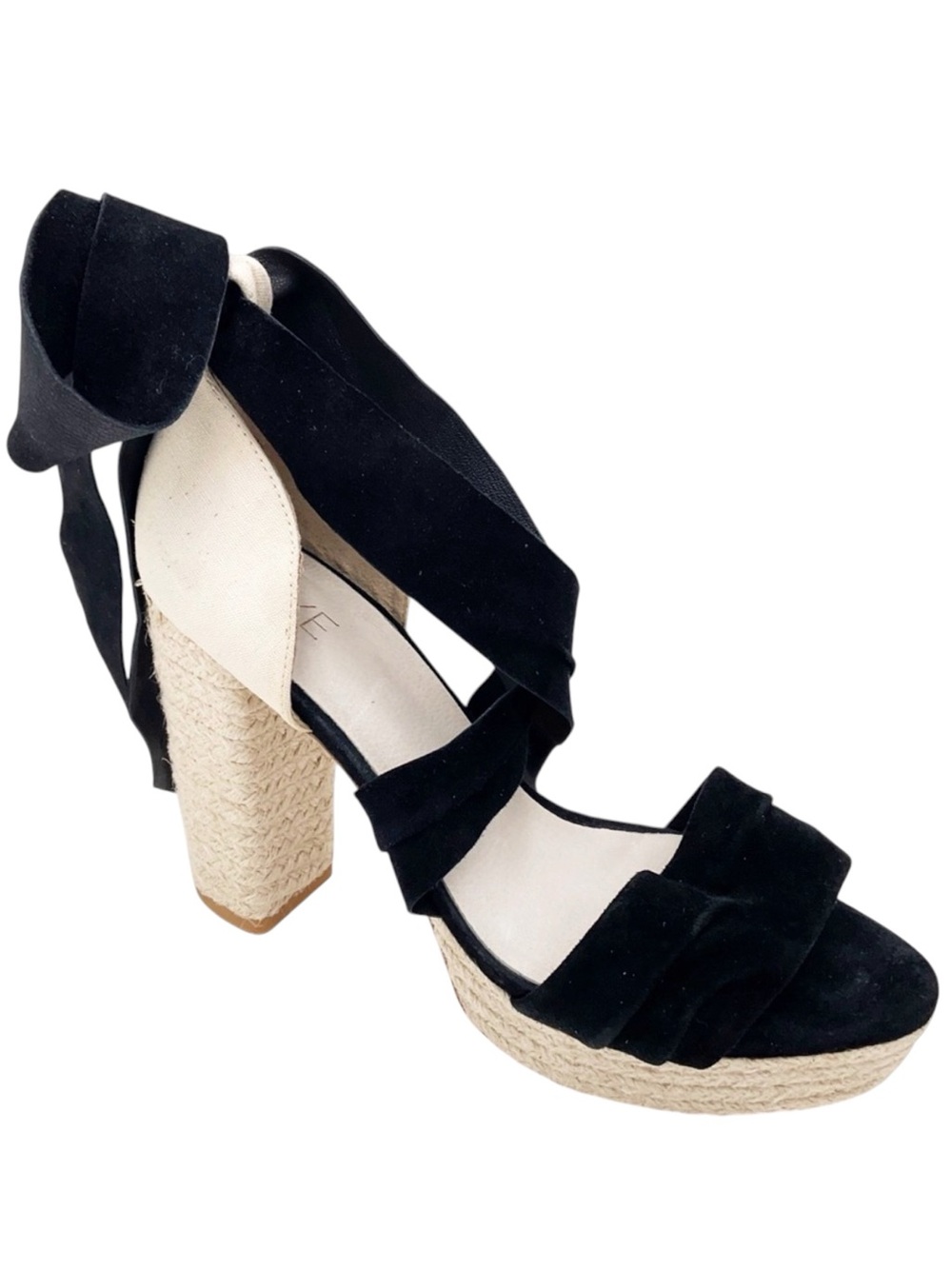 {RAYE} Leather & Suede Ankle Wrap Platform Heels